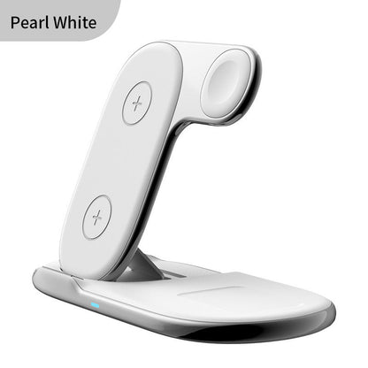 Foldable 3-in-1 Magnetic Wireless Charger Stand - Fast Charging Station for iPhone, Android, Apple Watch & Earbuds