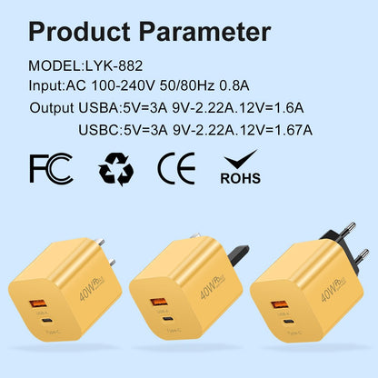 40W Fast Charging Adapter - Universal Type-C PD Wall Charger Brick