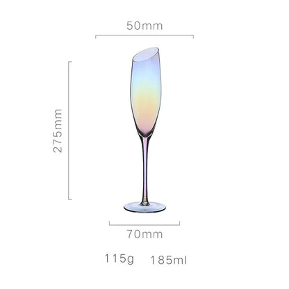 Creative Bevel Champagne/Wine Glass Cups with Iridescent Color-Changing Finish