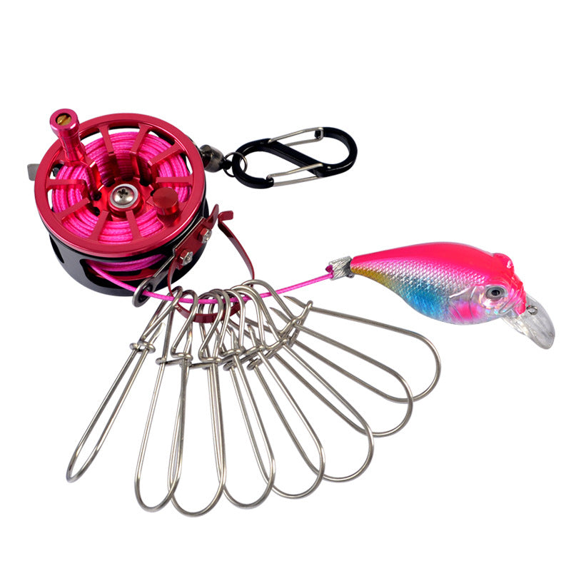 Stainless Steel Live Fish Stringer with Reel - 8 Clips Fishing Lock Stringer & Float