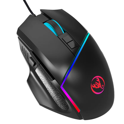 A876 Wired Gaming Mouse - 6400 DPI Adjustable RGB Lighting Optical Mouse with Turn-Off Feature