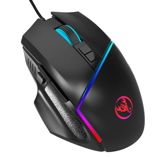 A876 Wired Gaming Mouse - 6400 DPI Adjustable RGB Lighting Optical Mouse with Turn-Off Feature