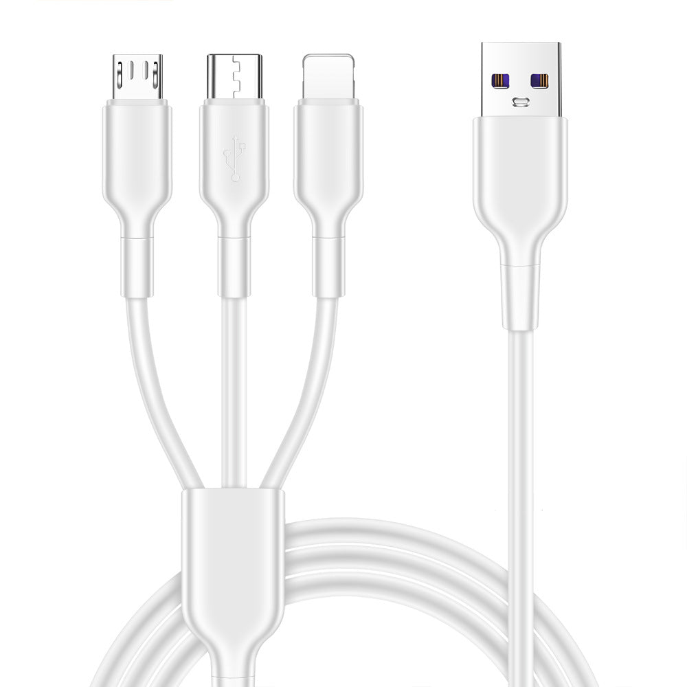 3-in-1 1.2M 5A Super Fast Charging Cable - Multi-Function Multi-Port USB Charging Cord for Android & iPhone