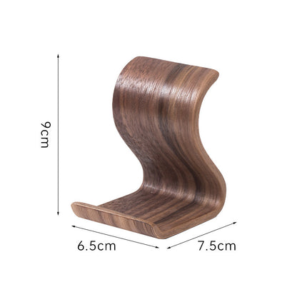 Creative S-Shaped Wooden Desktop Phone Stand - Minimalist Portable Cell Phone Holder Bracket