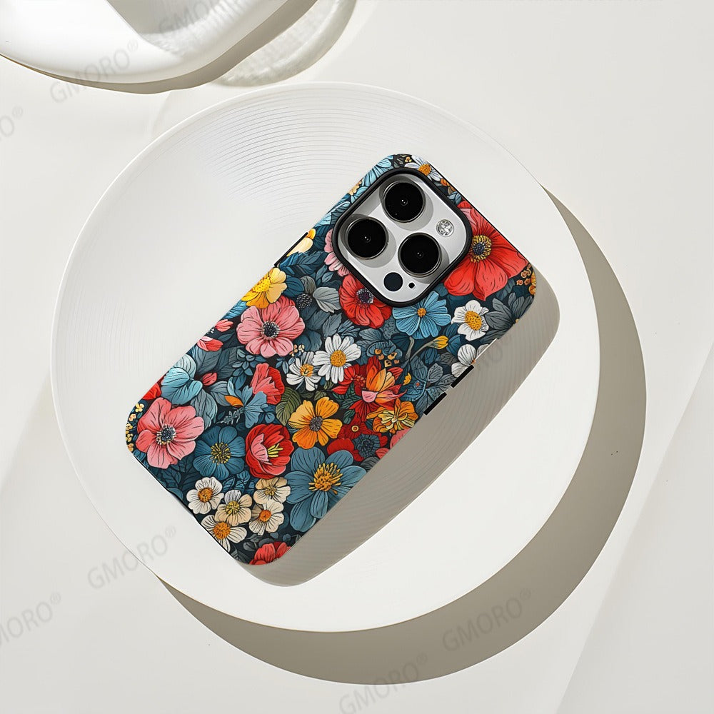 Vintage Floral Oil Painting Hard Phone Case for iPhone 16 15 14 13 Pro Max