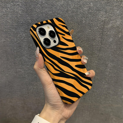 Classic Orange & Black Tiger Stripe Protective Hard Phone Case for iPhone 16 15 14 13 Series