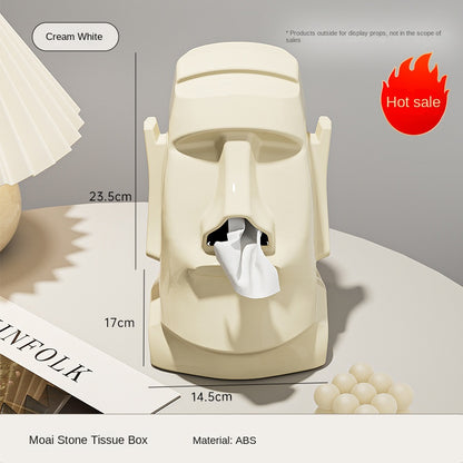 Creative Easter Island Statue Tissue Box - Multifunctional Living Room and Desk Headphone Stand Holder