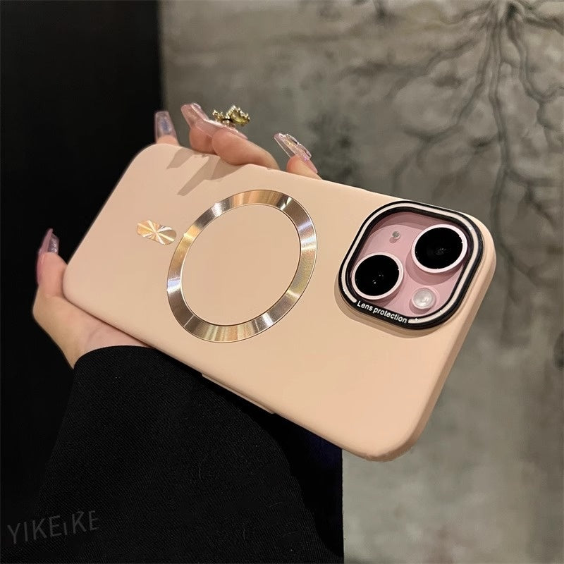 Magnetic Frosted Matte Case with Camera Lens Film for iPhone 16 15 14 13 Pro Max - Shockproof Cover