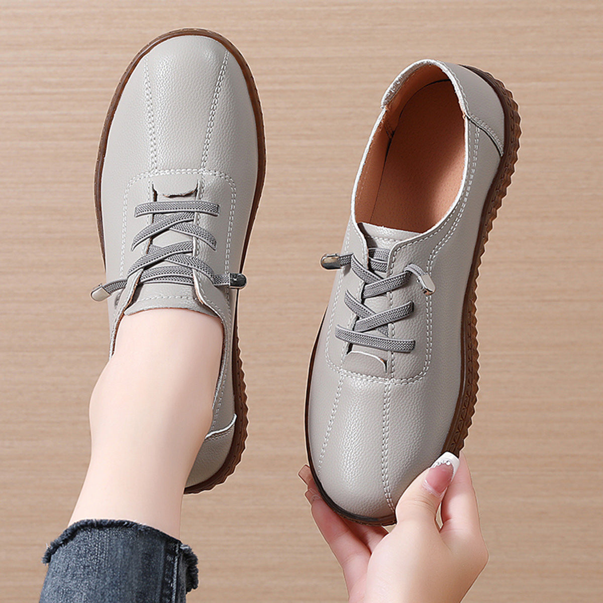 Women's Calfskin Soft Bottom Slip-On Mother/Loafer Shoes
