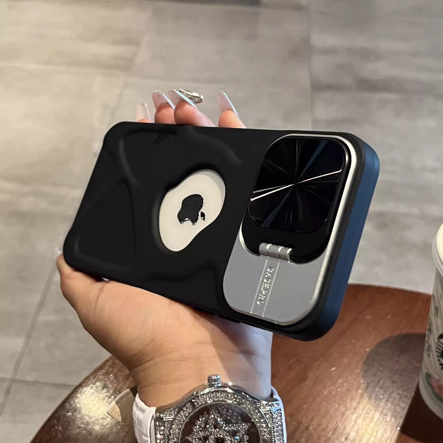 Magnetic Lens Holder Phone Case - Protective Stand Cover with Camera Protection for iPhone