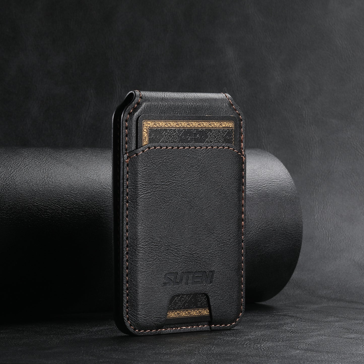 Magnetic Leather Wallet Card Holder Pouch for iPhone 15 14 13 Pro Max & Universal MagSafe Phones