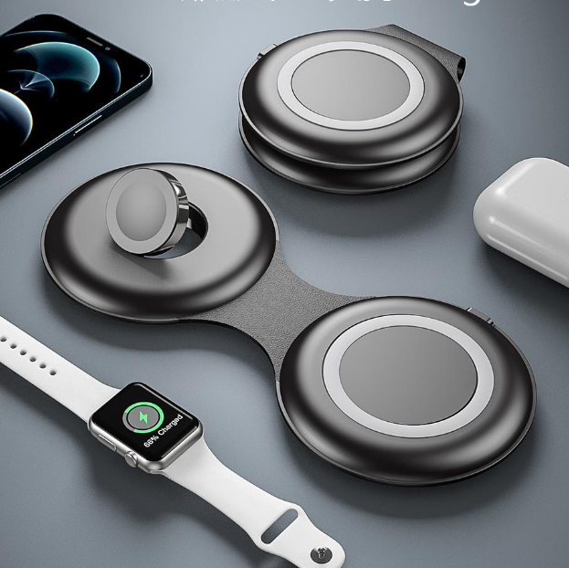 3-in-1 Magnetic Foldable Wireless Charging Pad for iPhone, Apple Watch & AirPods - Portable Travel Charger