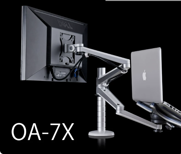 Dual Monitor and Laptop Stand Arm - Aluminum Alloy Double-Section Mount for Desktop Screens and Notebooks