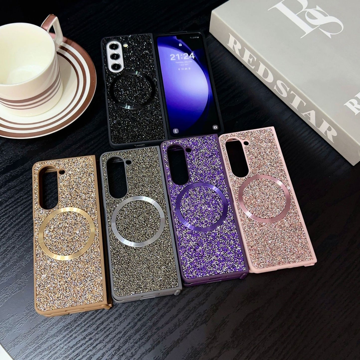 Magnetic Luxury Sparkle Glitter Case for Samsung Galaxy Z Fold 6 5 4 3 - MagSafe Compatible Cover