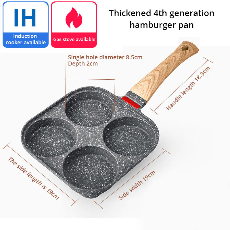 Non-Stick Four-Hole Household Breakfast Pan for Fried Eggs and Burgers