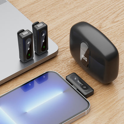 J50 Digital Display Wireless Lapel Microphone - Intelligent Noise Reduction Charging Case Mic