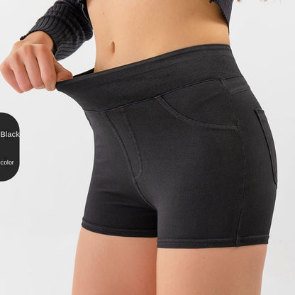 High Elastic Denim Style Yoga Trousers - Slim Fit Star Pattern Gym Leggings for Women