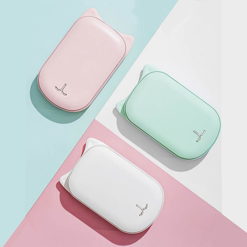 Cute 2-in-1 Rechargeable Hand Warmer & 3600mAh Power Bank - Portable USB Electric Pocket Heater