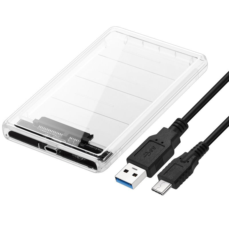 USB 3.0 & Type-C Portable Hard Drive Box - 2.5 Inch Clear SATA Enclosure Adapter