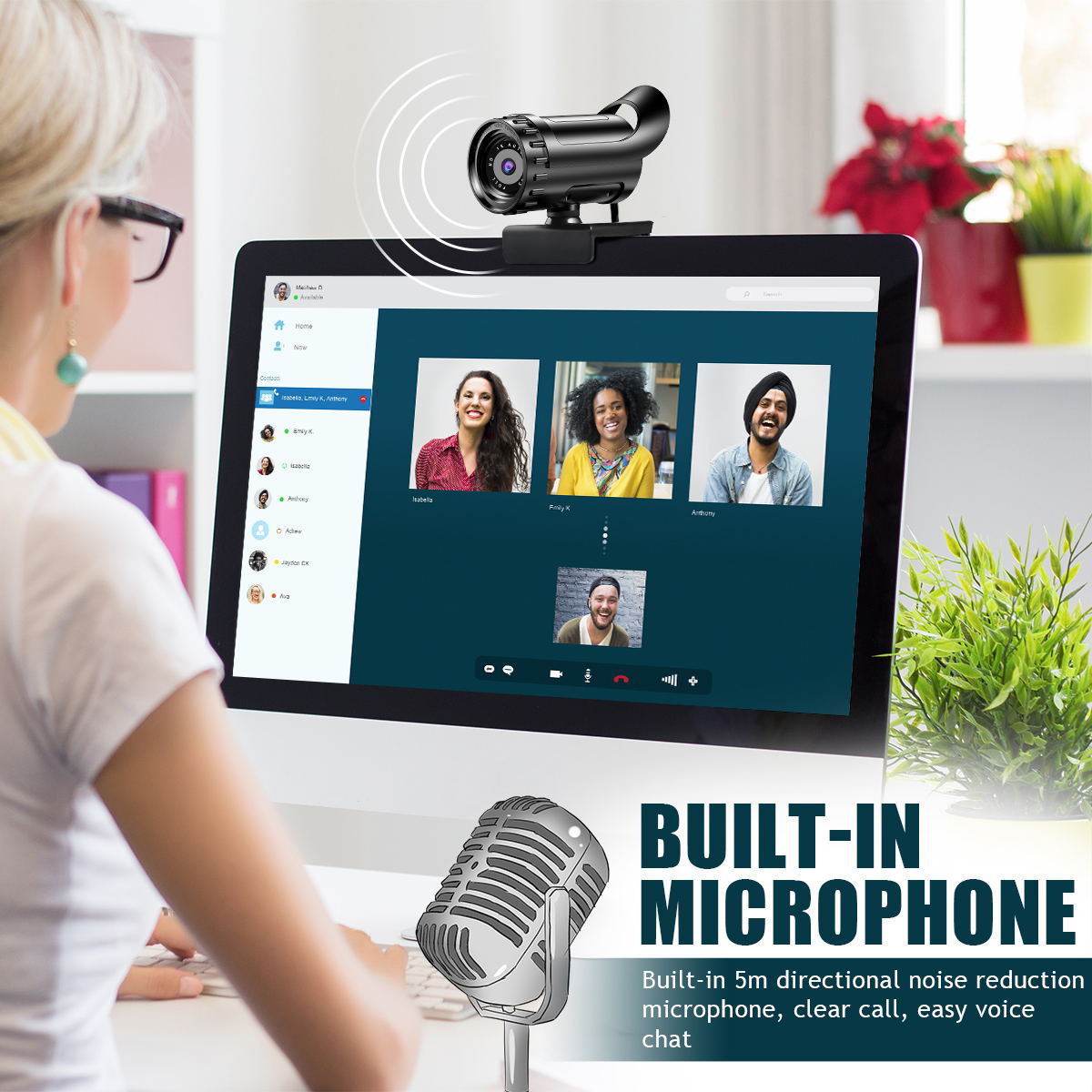 4K Autofocus USB Webcam - HD Network Computer Camera with Drive-Free Plug & Play