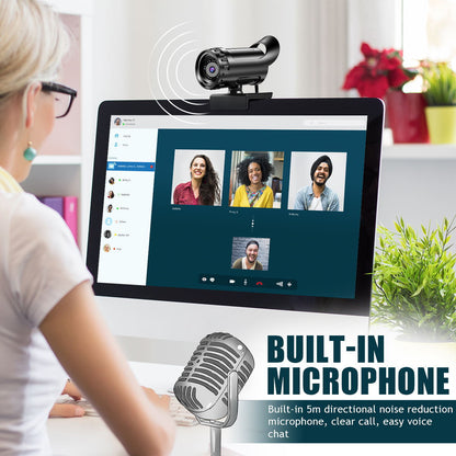 4K Autofocus USB Webcam - HD Network Computer Camera with Drive-Free Plug & Play