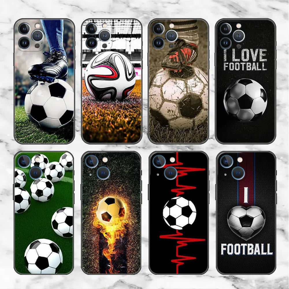 Football Soccer Pattern Soft TPU Phone Case - Sports Graphic Protective Cover for iPhone 15 14 13 Pro Max