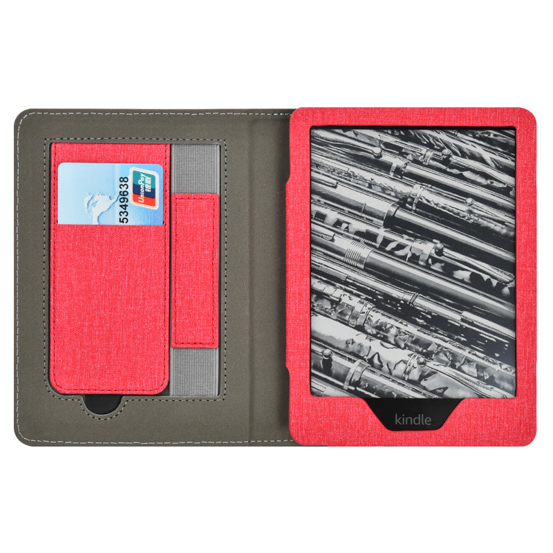 Cloth Texture Folio Case with Hand Strap & Stand for Kindle Paperwhite 5 (11th Gen 6.8") - Card Holder Cover