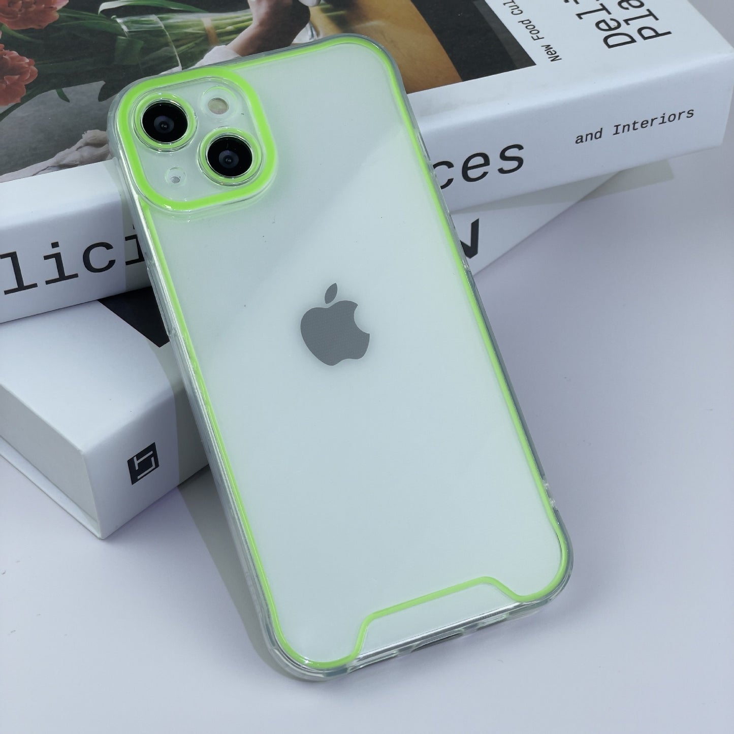 Luminous Neon Frame Clear Phone Case for iPhone 15 Pro Max 14 13 12 - Transparent Glow Silicone Cover
