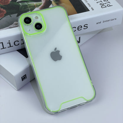 Luminous Neon Frame Clear Phone Case for iPhone 15 Pro Max 14 13 12 - Transparent Glow Silicone Cover