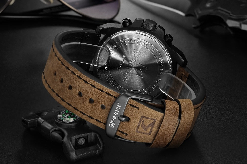 CURREN Luxury Men's Sport Quartz Watch with Leather Strap