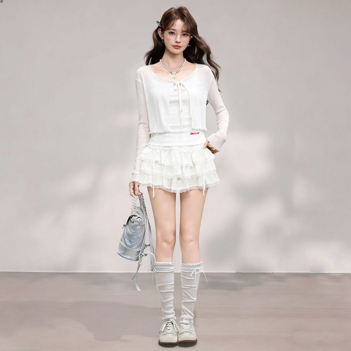 Summer Sheer Bolero Shrug with Elegant Ruffled Mini Dress Set