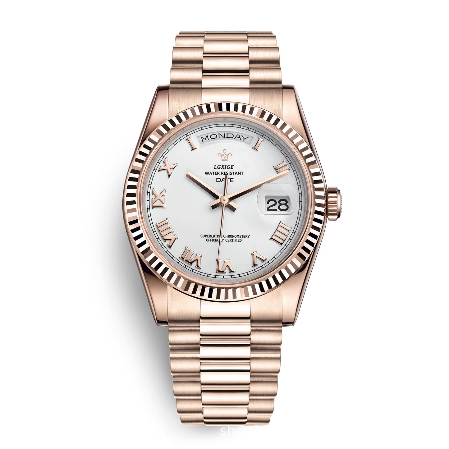 Luxury Gold-Tone Business Watch - Elegant Calendar Wristwatch for Men