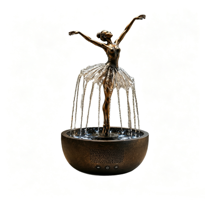 Ballerina Waterfall Bluetooth Speaker Fountain - Decorative Water Fountain with Wireless Speaker & LED Lights