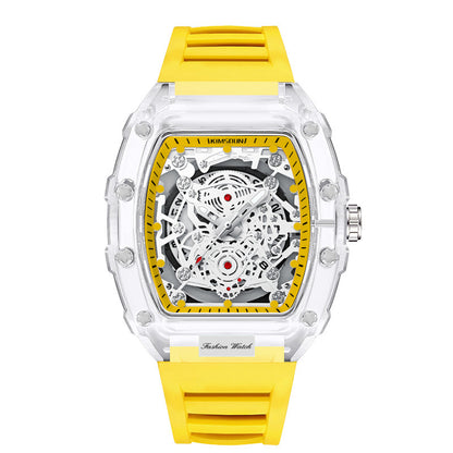 Luxury Fashion Transparent Men's Watch - Luxury Tonneau Quartz Sports Watch