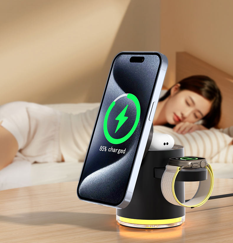 Qi2 Magnetic 3-in-1 Wireless Charger Stand - Fast Charging Station for iPhone & Multi-Devices