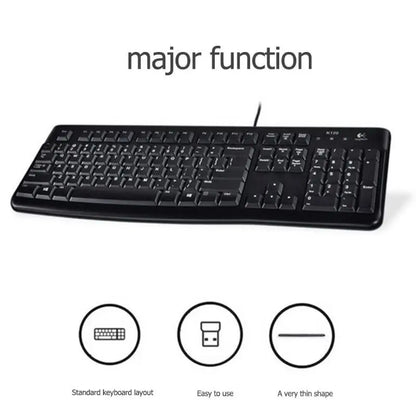 Logitech K120 Wired Keyboard - Full-Size USB Desktop Computer Keyboard with Spill-Resistant Design for Office & Home