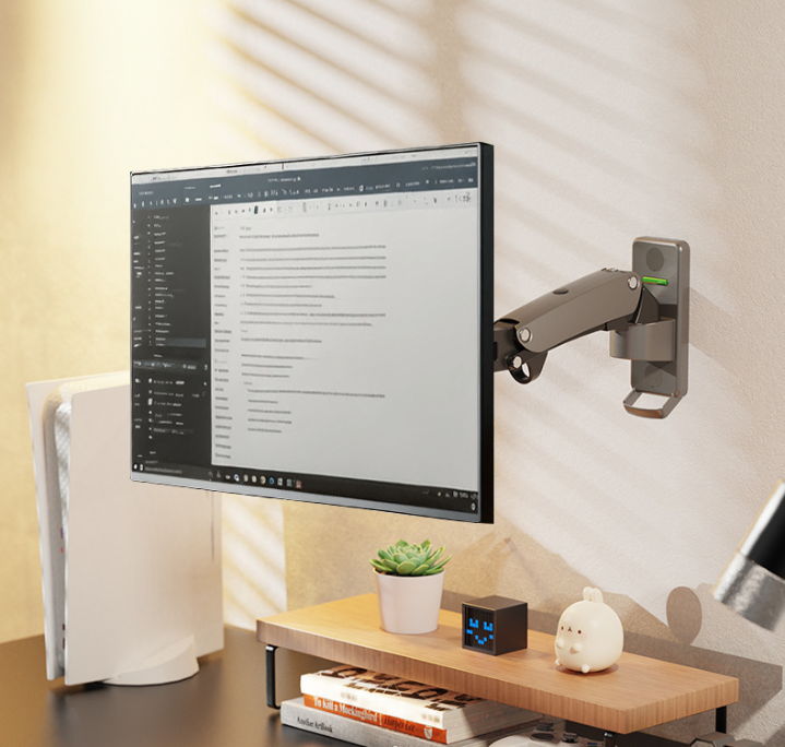 North Bayou F120 Wall Mount Monitor Bracket - Full Motion Gas Strut Arm for Computer Displays