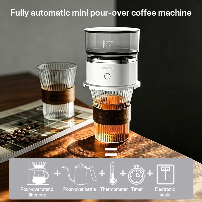 Mini Electric Coffee Grinder & Brewer - Automatic Drip Coffee Maker with Stirring Cup