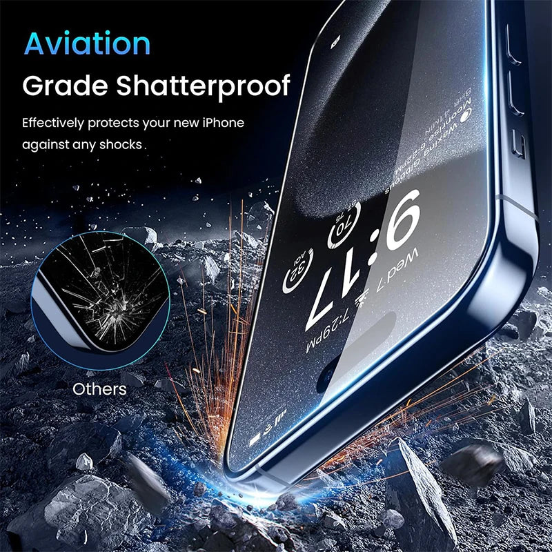 9H Hardness Anti-Spy Privacy Tempered Glass Screen Protector for iPhone 15 14 13 12 11 Pro Max - Full Cover Film
