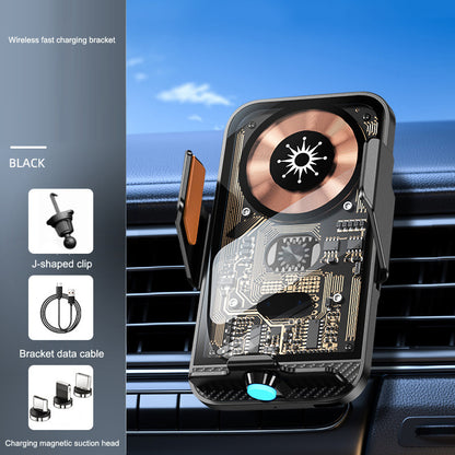 C11 Cyberpunk Transparent Wireless Car Charger Mount - Infrared Auto-Clamping Phone Holder