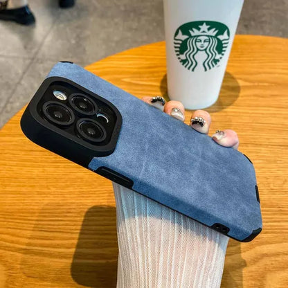 Luxury Matte Soft Leather Phone Case with Camera Lens Protection for iPhone 16 15 14 13 12 Pro Max - Shockproof Silicone Edge Cover
