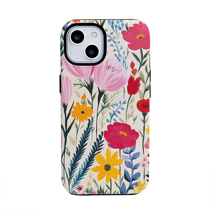 Fresh Wildflower Pattern Hard Phone Case for iPhone 16 15 14 13 Series