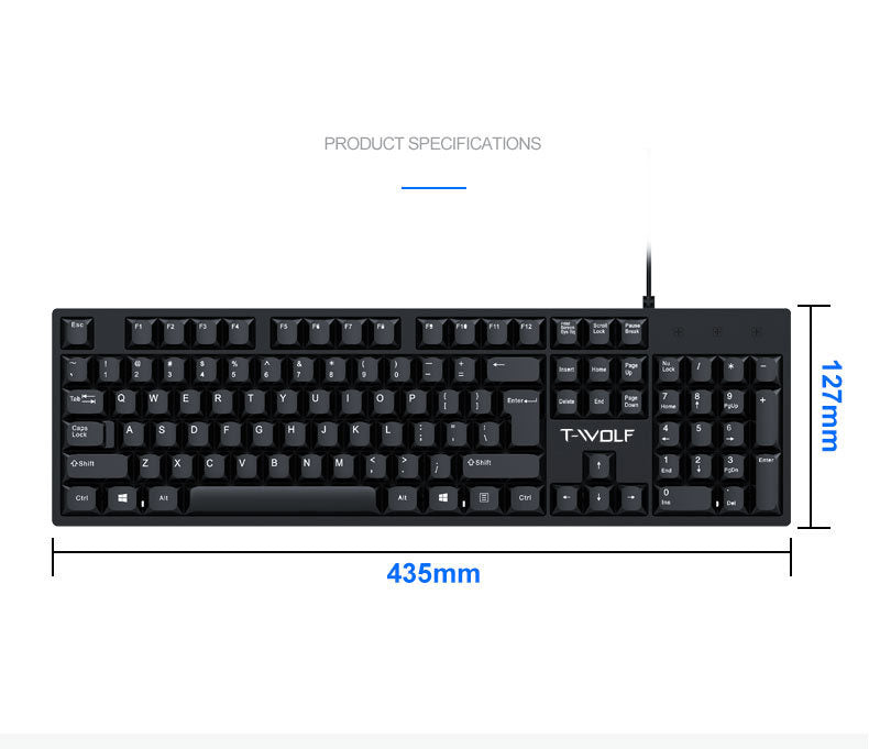 Lei Lang T15 Office Keyboard - USB Wired Computer Keyboard for Laptops and Desktops