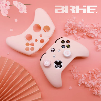BRHE Pink Silicone Game Controller Cover - Soft Anti-Slip Protective Case with Thumb Grip Caps for Xbox Controller