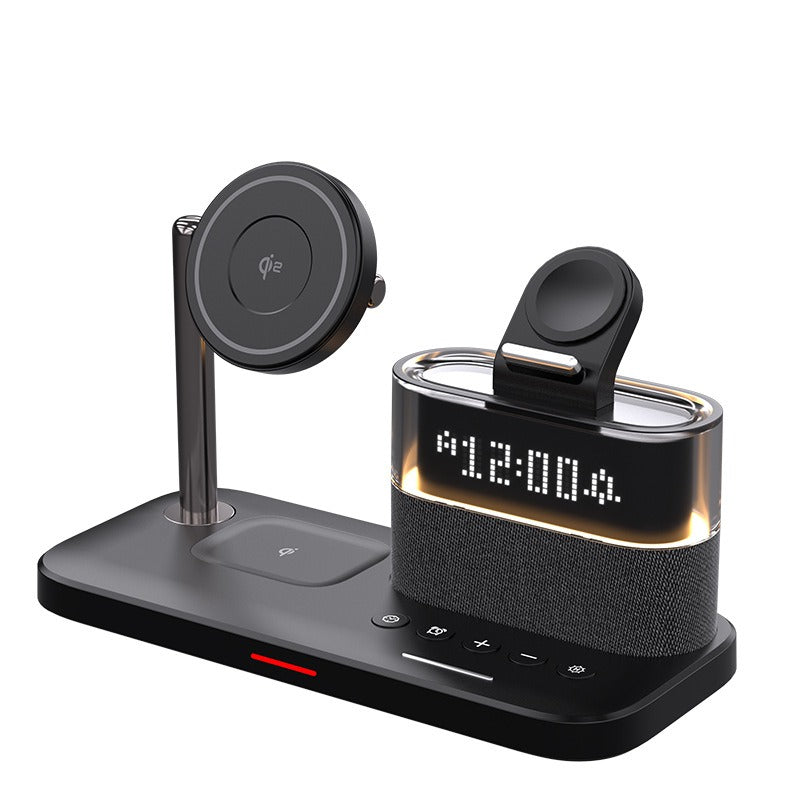 Multifunctional 3-in-1 Wireless Charging Station with Alarm Clock - Magnetic Desktop Charger Stand