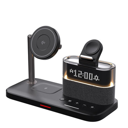 Multifunctional 3-in-1 Wireless Charging Station with Alarm Clock - Magnetic Desktop Charger Stand