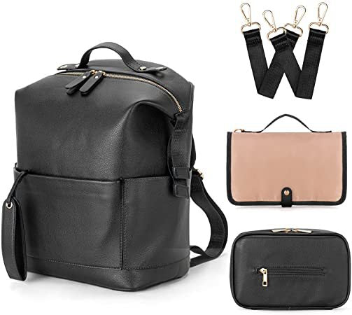 Large Capacity PU Leather Mommy/Diaper Bag Backpack