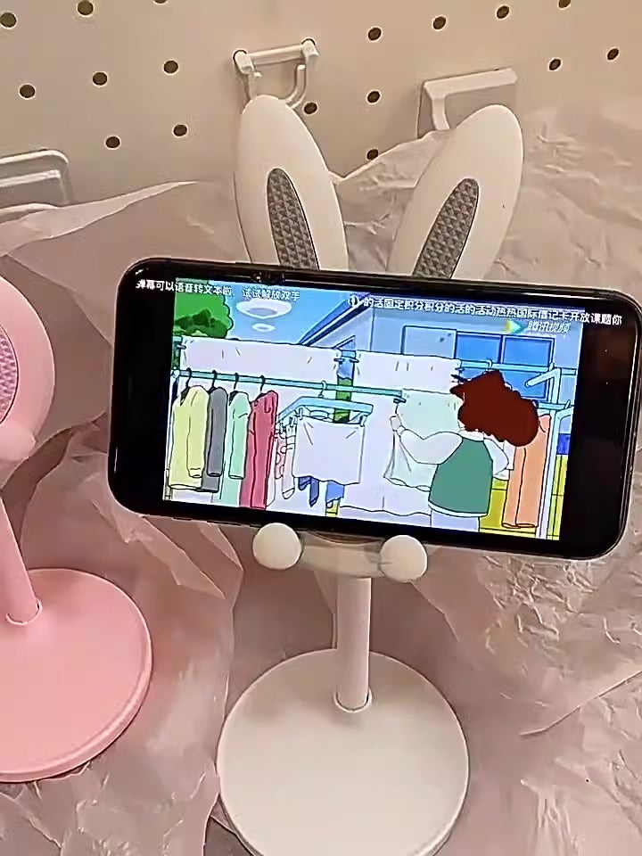 Cute Bunny Rabbit Desktop Phone Stand - Adjustable Height Mobile & Tablet Holder