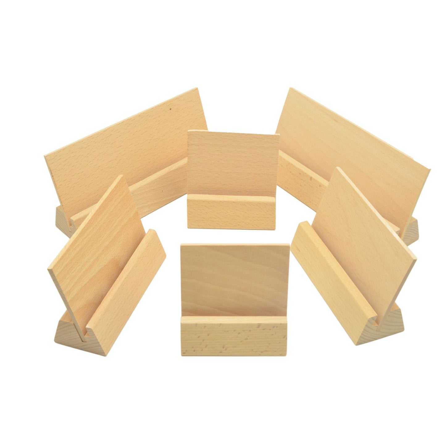 Solid Wood Desktop Display Stand - Wooden Business Card, Photo & Calendar Card Holder Base
