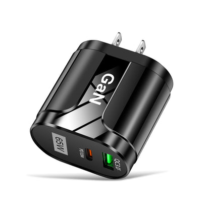 65W GaN Dual Port USB C Fast Charger - PD 33W & QC 3.0 Wall Adapter for iPhone, Samsung & Laptops